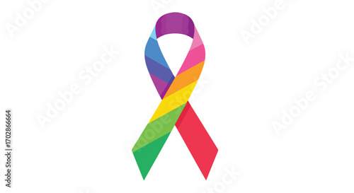Vibrant rainbow ribbon illustration promoting awareness and support for diversity initiatives, symbolizing inclusivity and solidarity among