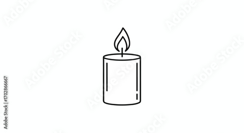 Minimalist candle illustration with flame, perfect for peaceful ambiance and serene atmosphere depiction