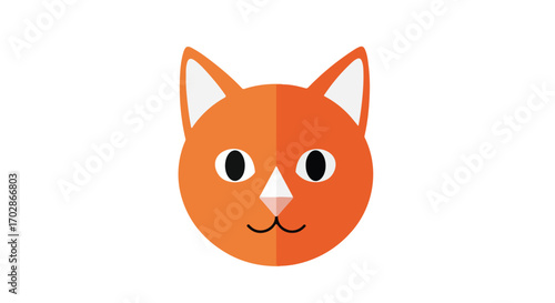 Playful feline friend illustration with clean lines, featuring a simplistic orange kitten head on a white backdrop,minimalist design