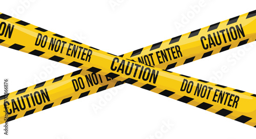 Caution Barriers Symbolizing Restriction and Warning Messages on White Backdrop