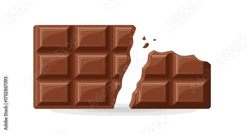 Decadent Delight: A Captivating Close-Up of a Milk Chocolate Bar Broken Apart Vector Illustration