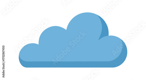Stylized light blue cloud with subtle shading for weather forecasting design, meteorological concepts and digital interface icons