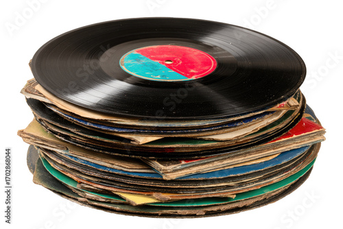 Stack of vintage vinyl records (1)