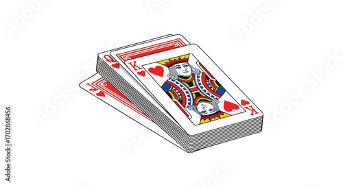 Deck of Playing Cards Featuring the King and Queen of Hearts for Games and Entertainment
