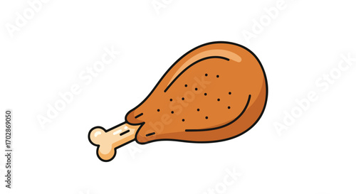 Whimsical drumstick cartoon drawing on a white background depicting simple food illustration and fun meal representation