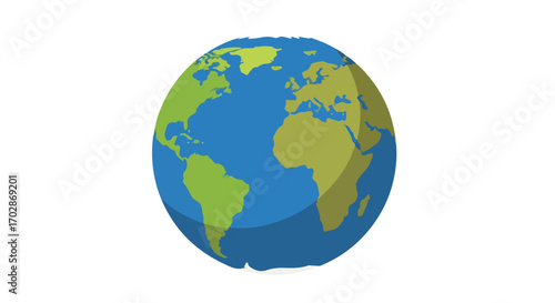 Earth representation with vibrant continents and oceans, symbolic of global unity and ecological awareness ideal for educational resources