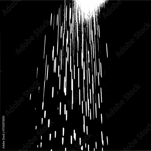 Abstract black and white rain shower background with falling water drops and light vector illustration