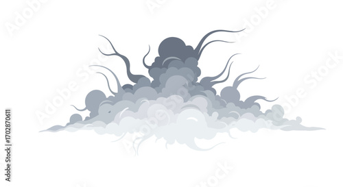 Stylized Cloud with Rising Tendrils: Vector Illustration of an Atmospheric Phenomenon for Creative Projects