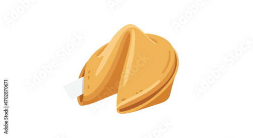Crisp golden fortune cookie with hidden message, symbol of predictions and Chinese culture expectations