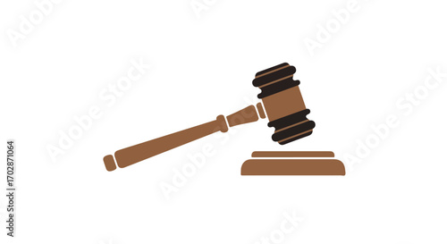 Symmetrical gavel illustration symbolizing judgement, authority and legality, perfect for depicting courtroom decisions or legal services with