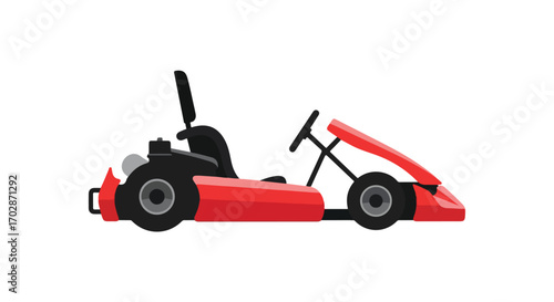 Vibrant Red Go-Kart Illustration: A Symbol of Speed, Recreation and Minimalist Style for Racing Enthusias 50