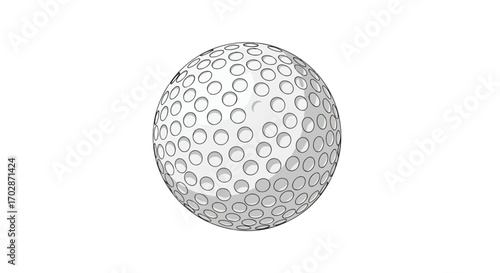 White golf ball with dimples casting a soft shadow, isolated on a bright, neutral background, showcasing the game's equipment