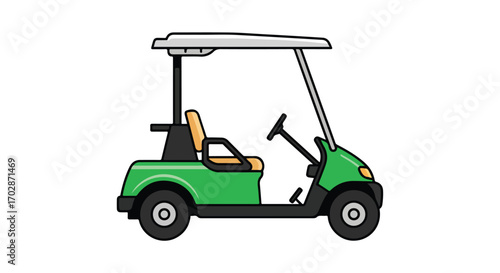 Stylized Green Golf Cart Illustration Isolated on White Background for Graphic Design Elements