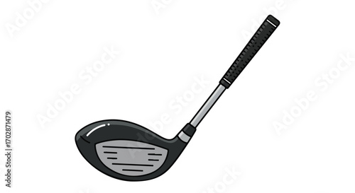 Stylized golf driver illustration isolated on a white backdrop, representing the sport and recreational activity and equipment