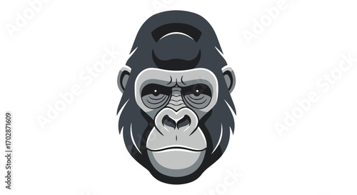 Stylized gorilla portrait with geometric shapes, offering a modern twist on wildlife imagery expressing strength and wildness
