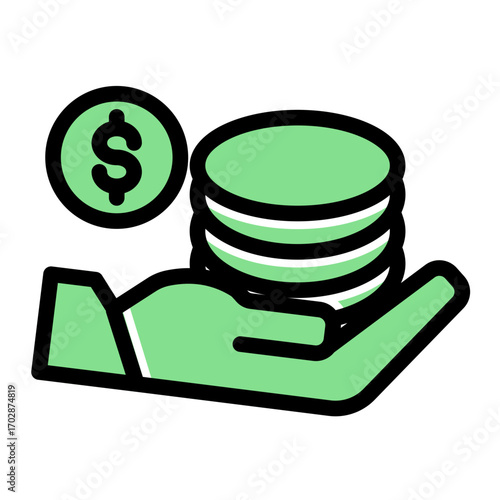Business Funding Earning Income icon from the Financial Projection icon collection (Glyph Color Lineal Style)
