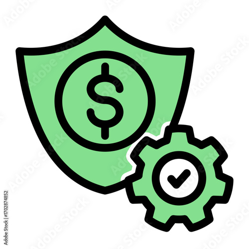 Financial Stability Protection Assessment icon from the Financial Projection icon collection (Glyph Color Lineal Style)