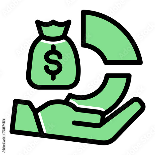Income Earning Cost Planning icon from the Financial Projection icon collection (Glyph Color Lineal Style)