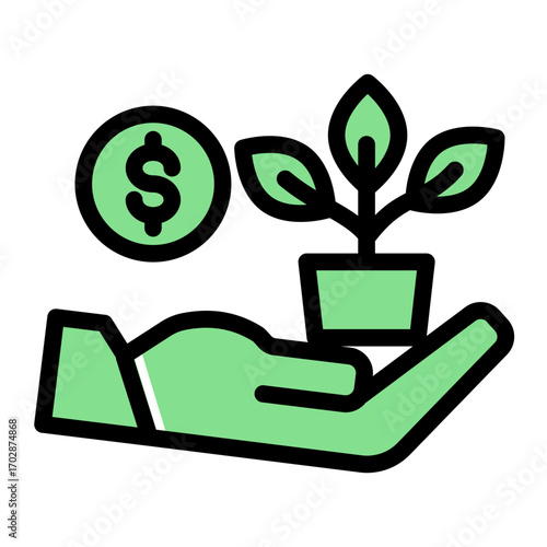 Financial Asset Growth Strategy icon from the Financial Projection icon collection (Glyph Color Lineal Style)
