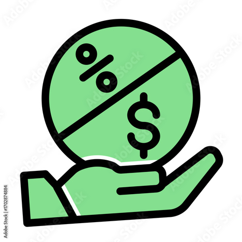 Profit Earning Income Distribution icon from the Financial Projection icon collection (Glyph Color Lineal Style)