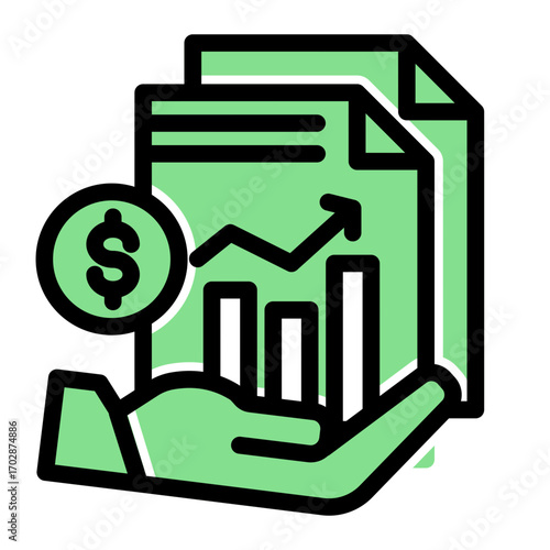 Revenue Profit Growth Earnings icon from the Financial Projection icon collection (Glyph Color Lineal Style)