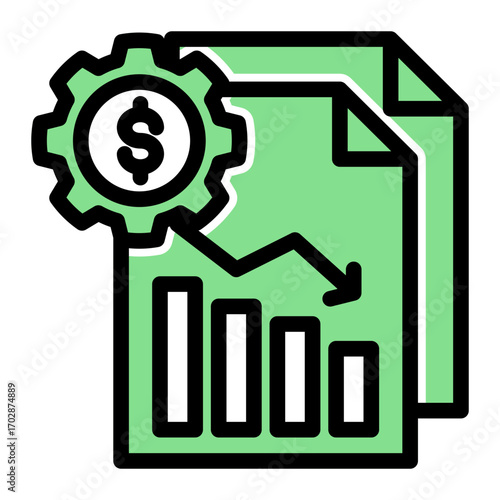 Asset Value Reduction Loss icon from the Financial Projection icon collection (Glyph Color Lineal Style)