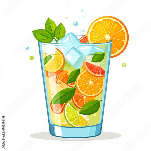 Vibrant fruit cocktail in a glass