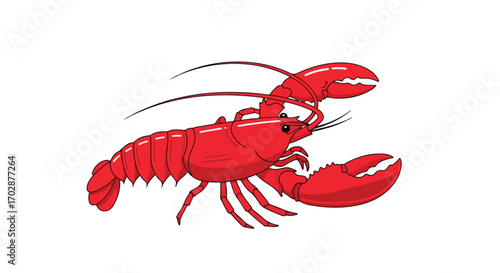 Vivid crustaceans on a crisp white canvas showcasing the stylized rendering of two red lobsters in cartoonish rendition with bold outlines and shading