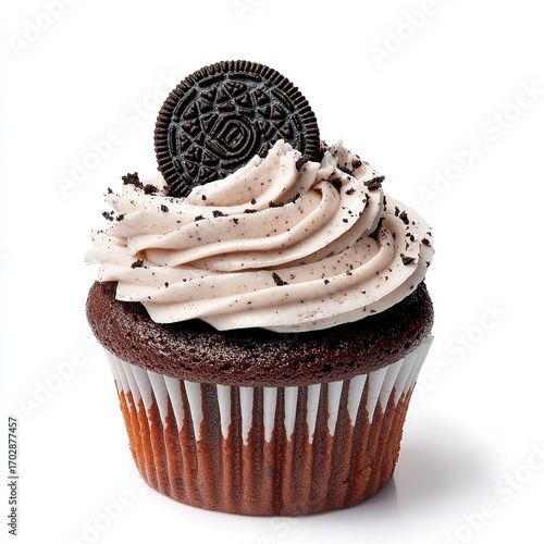 Oreo Cupcake Isolated on White Background