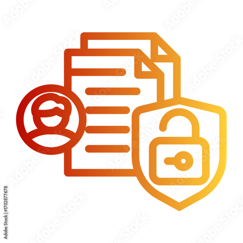 Lock Data Privacy Protection (Outline Gradient Style)