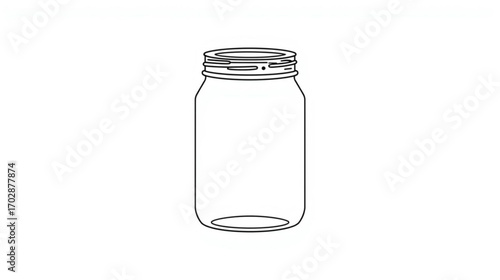 Minimalist outline icon of a classic glass preserving jar with a screw lid. Simple vector illustration for concepts of canning, food storage, and DIY