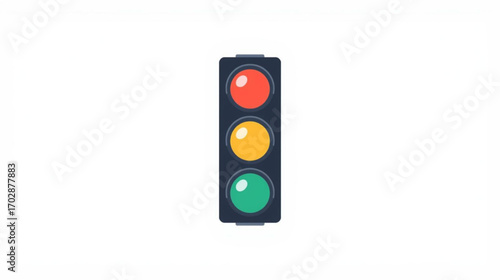 Traffic light signal icon with red, amber, and green lights. Vector graphic for street regulation, road safety, and urban transport concepts