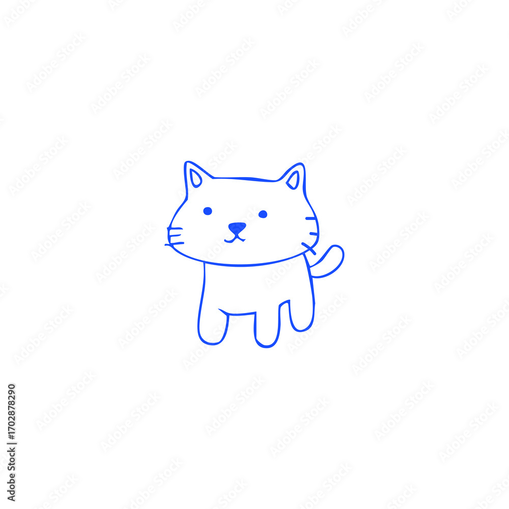 Obraz premium Simple black line drawing of a rabbit's head with a paw print