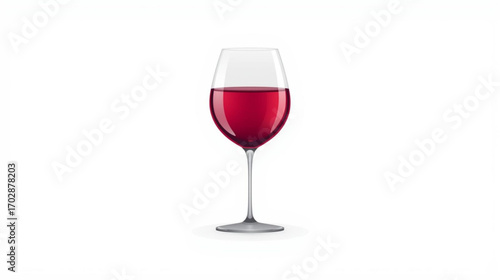 A single elegant stemmed glass filled with rich red wine, isolated on a pristine white background for a classic and sophisticated look