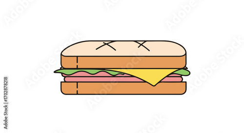 Minimalist Sandwich Illustration: Fresh Ingredients and Clean Design for Food Concepts