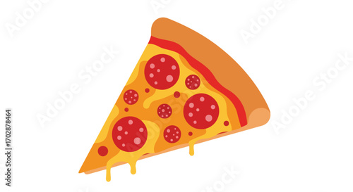 A Slice of Pepperoni Pizza with Dripping Cheese: Appetizing Graphic Illustration for Food Concepts and Creative Projects