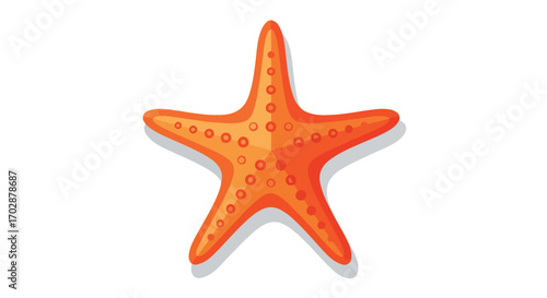 Stylized orange starfish illustration against a clean white background showcasing its symmetrical design and texture details