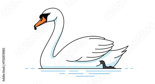 Elegant swan illustration with graceful curves and minimalist design for artistic applications like web design and animation projects