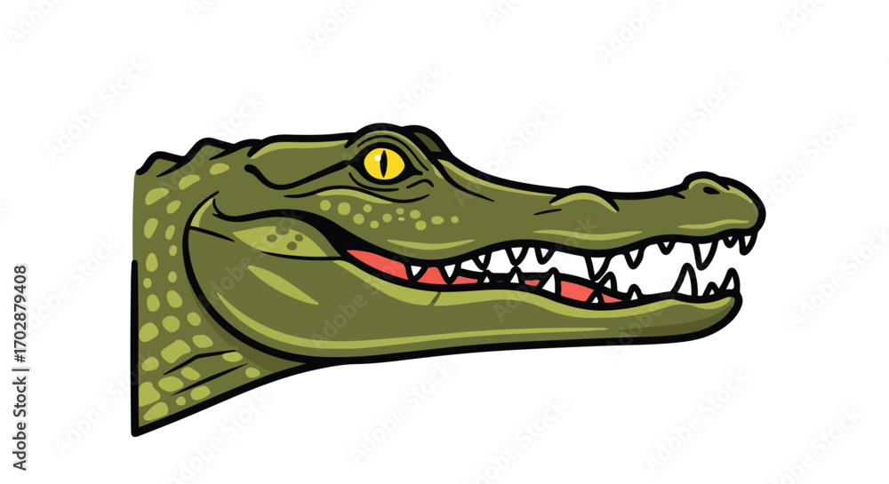 Obraz premium Stylized alligator head illustration, showcasing its formidable teeth and textured skin creating an intriguing representation of wildlife creature