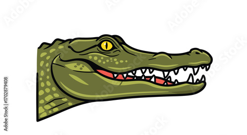 Stylized alligator head illustration, showcasing its formidable teeth and textured skin creating an intriguing representation of wildlife creature