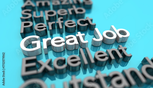 Canvas-taulu Great Job Outstanding Work Good Excellent Performance Review Words 3d Illustrati