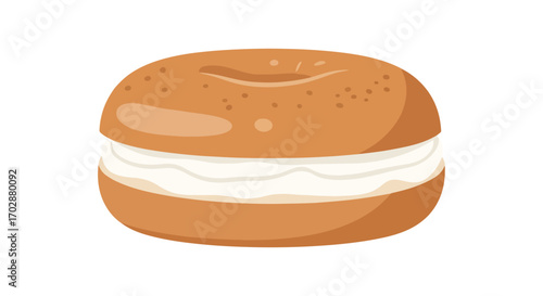 Delicious bagel sandwich with cream cheese filling, perfect for a quick snack or light breakfast, offering a taste of simple pleasures