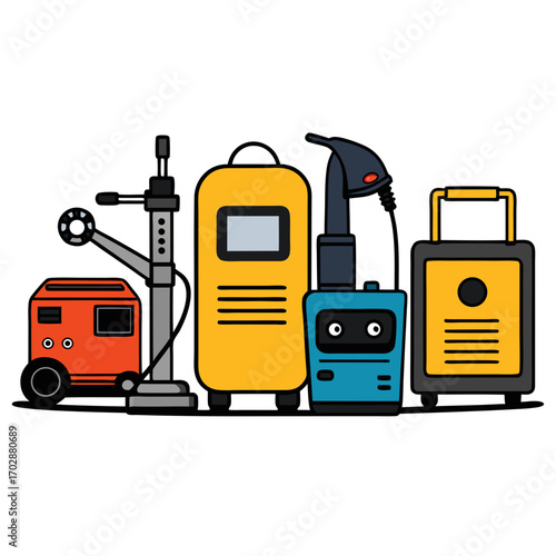 Welding Machine Vector Illustration | Arc, MIG & TIG Welding Equipment Icon