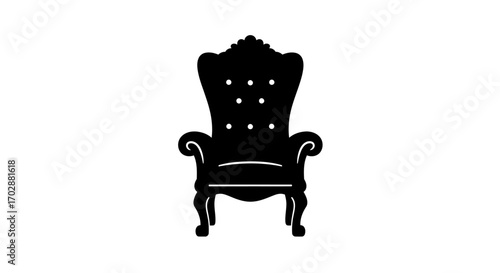 Silhouette of a vintage regal throne chair, ornate design, a symbol of power and authority