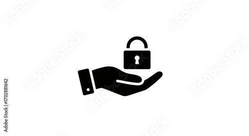 Illustration of a hand holding a padlock, symbolizing security and protection