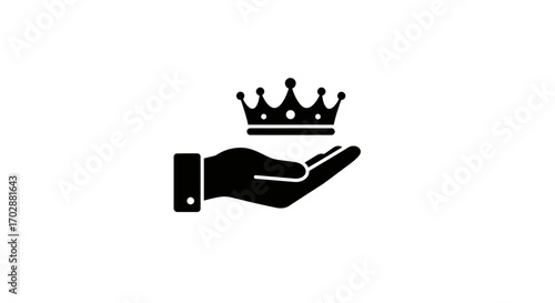 Hand Holding Crown, Digital Illustration, Minimalistic Design