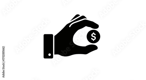 Hand holding a coin with a dollar sign, representing savings, finance, and investment
