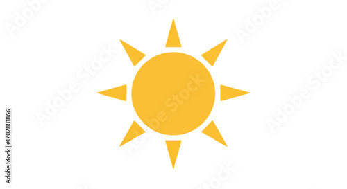 Stylized sunshine symbol radiates warmth and brightness against a stark white backdrop, perfect for minimalist designs and concepts