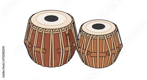 Illustration of Indian Tabla Drums: Cultural Instruments and Percussion Tradition Representation