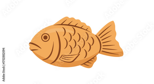 Stylized golden fish illustration showcasing delicate scales and detailed fin patterns on a crisp white backdrop